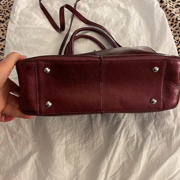 Hobo Maroon Patent Leather three Compartment Satchel/Crossbody - Picture 2 of 13